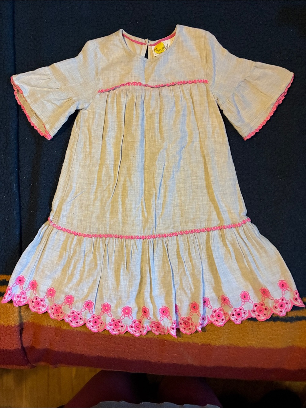 Mini Boden Boho Pink Embroidered Gauze Dress